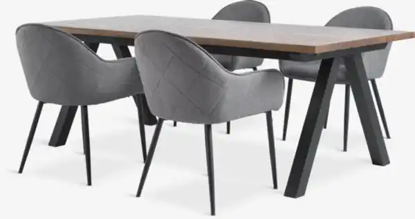 Bild 1 von SANDBY L210 Tisch d. eiche + 4 SABRO Stühle grau/schwarz