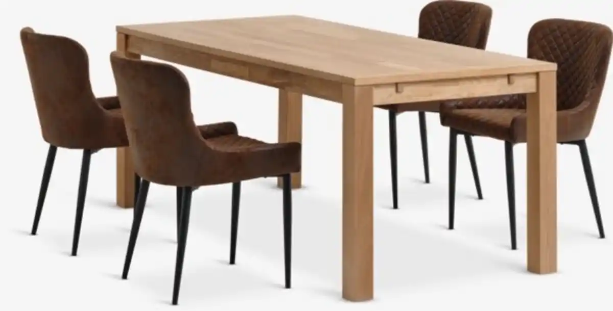 Bild 1 von HAGE L190 Tisch eiche + 4 PEBRINGE braun/schwarz