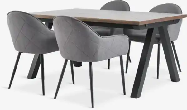 Bild 1 von SANDBY L160Tisch dunkle eiche + 4 SABRO Stühle grau/schwarz
