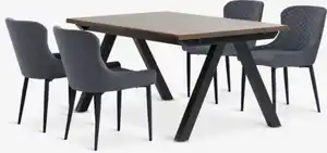 SANDBY L160 Tisch dunkle eiche + 4 PEBRINGE Stühle grau/schw