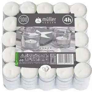 Teelichter, 100er Pack, weiĂź