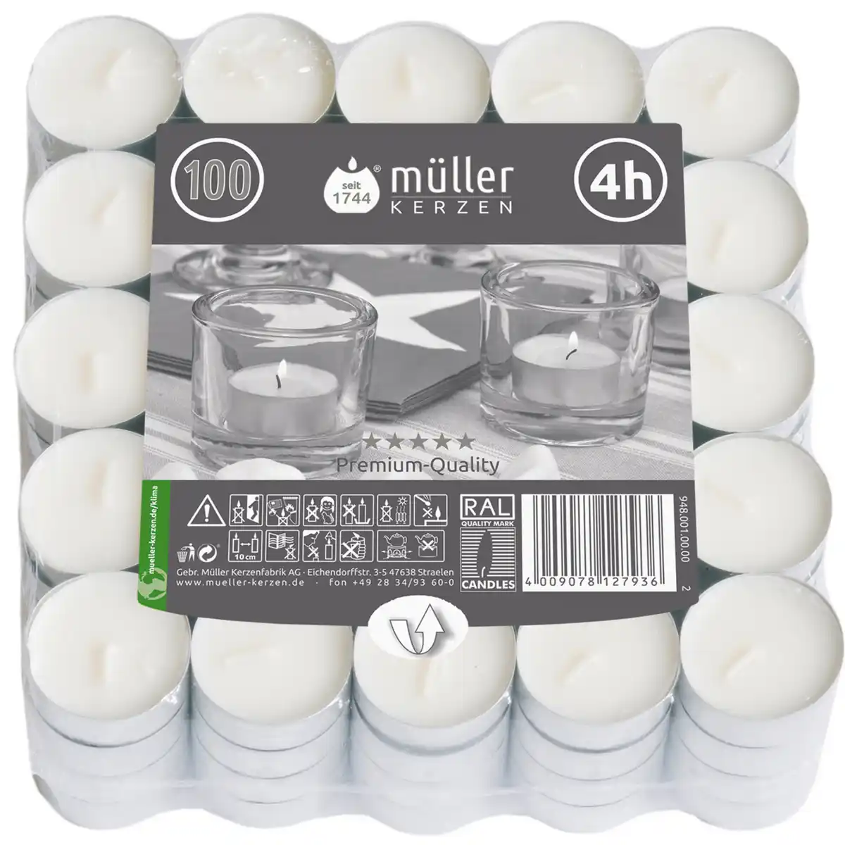 Bild 1 von Teelichter, 100er Pack, weiß