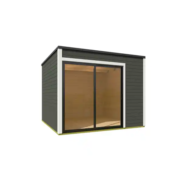 Bild 2 von Gartenhaus »Kubus ALU 1«, (BxT): 300x300 cm (Aufstellmaß), 28 mm Wandstärke, grüngrau/weiss