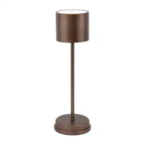 toom Akku-LED-Tischleuchte 'Finn' braun-metallic mit Ladestation Ø 12,5 x 39,5 cm