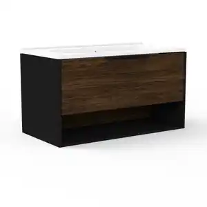 Fackelmann Waschbecken mit Unterschrank 'B.Paris' schwarz matt 90,5 x 49,8 x 46,5 cm