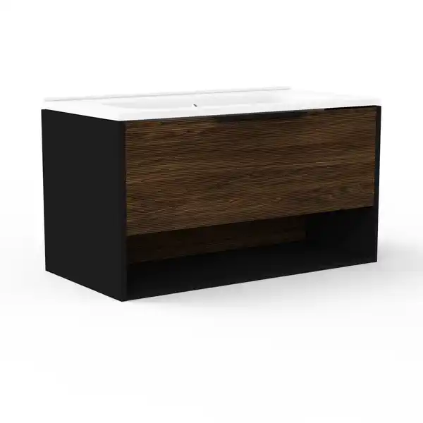 Bild 1 von Fackelmann Waschbecken mit Unterschrank 'B.Paris' schwarz matt 90,5 x 49,8 x 46,5 cm