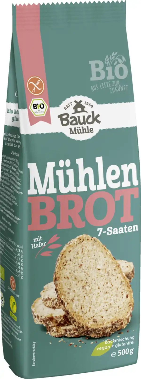 Bild 1 von Bauck Mühle Bio Mühlenbrot 7-Saaten Backmischung, 500 g