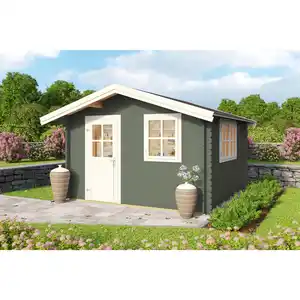 Gartenhaus »Spree«, (BxT): 300 x 300 cm (Aufstellmaß), 28 mm Wandstärke, grüngrau/weiss