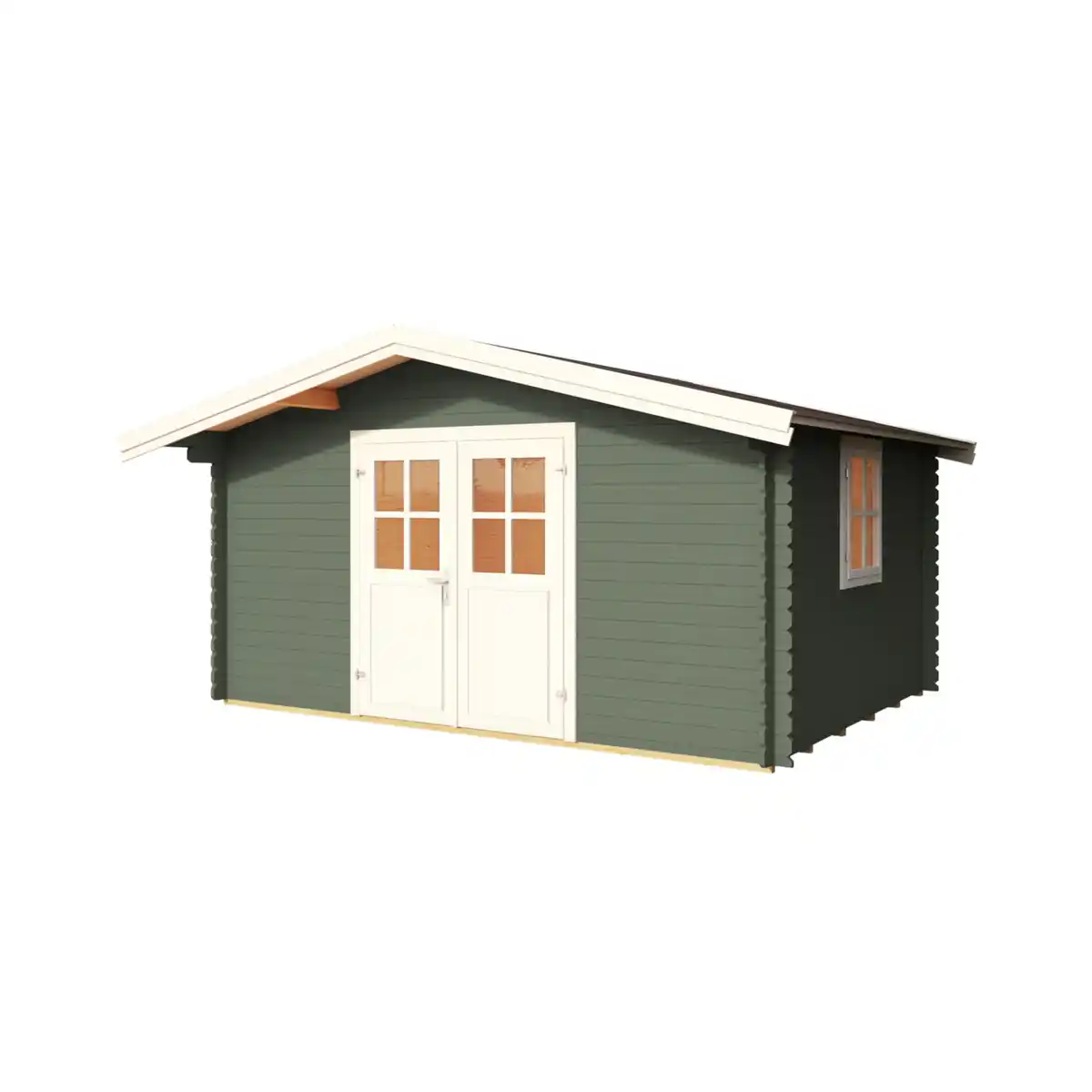 Bild 2 von Gartenhaus »Donau«, (BxHxT): 424,4 x 245,1 x 348 cm (Außenmaß), 28 mm Wandstärke, grüngrau/weiss