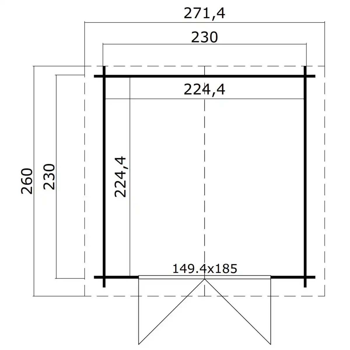Bild 2 von Gartenhaus »Dänemark«, Holz, BxHxT: 271,4 x 222 x 260 cm (Außenmaße)