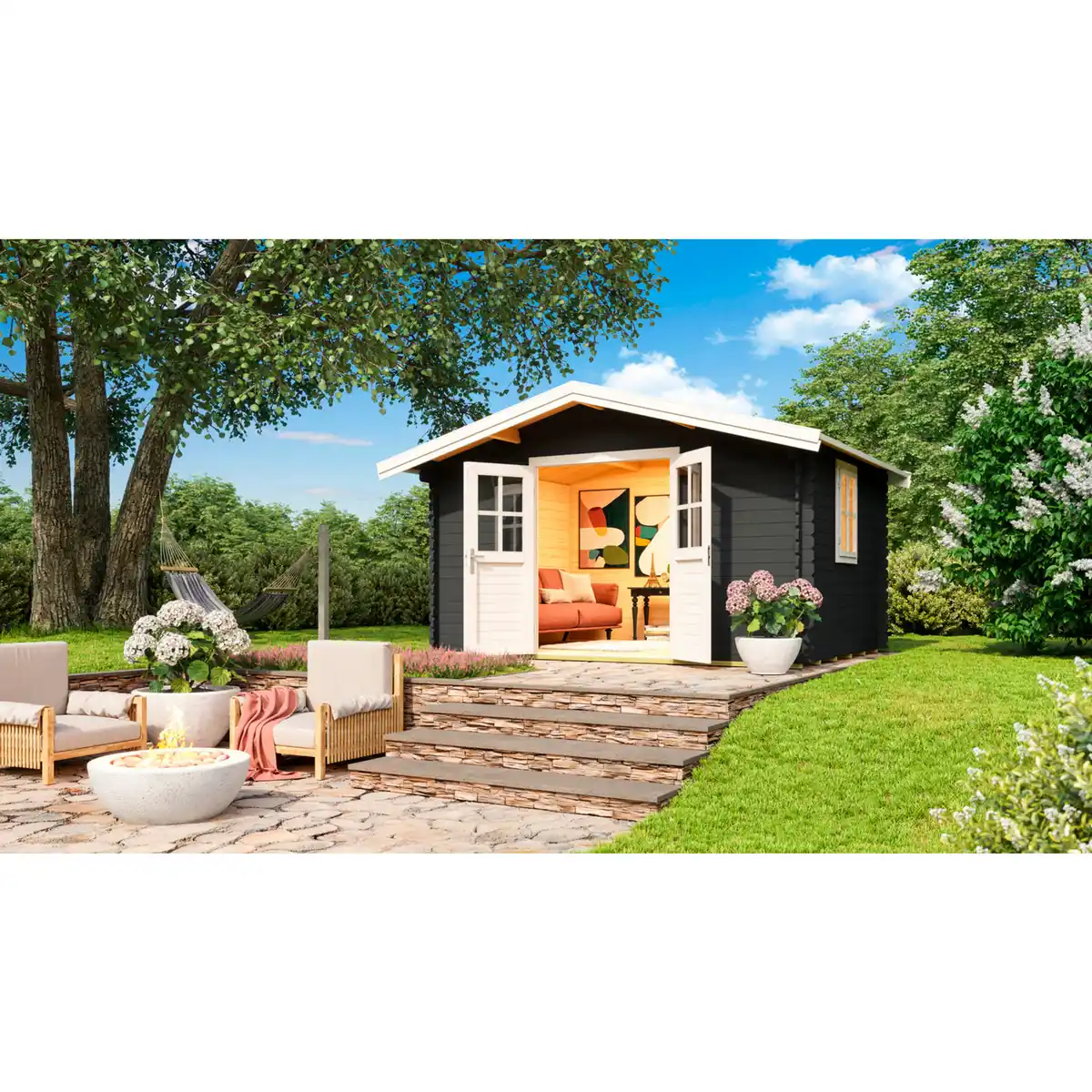 Bild 1 von Gartenhaus »Donau«, Holz, BxHxT: 424,3 x 245 x 348 cm (Außenmaße)