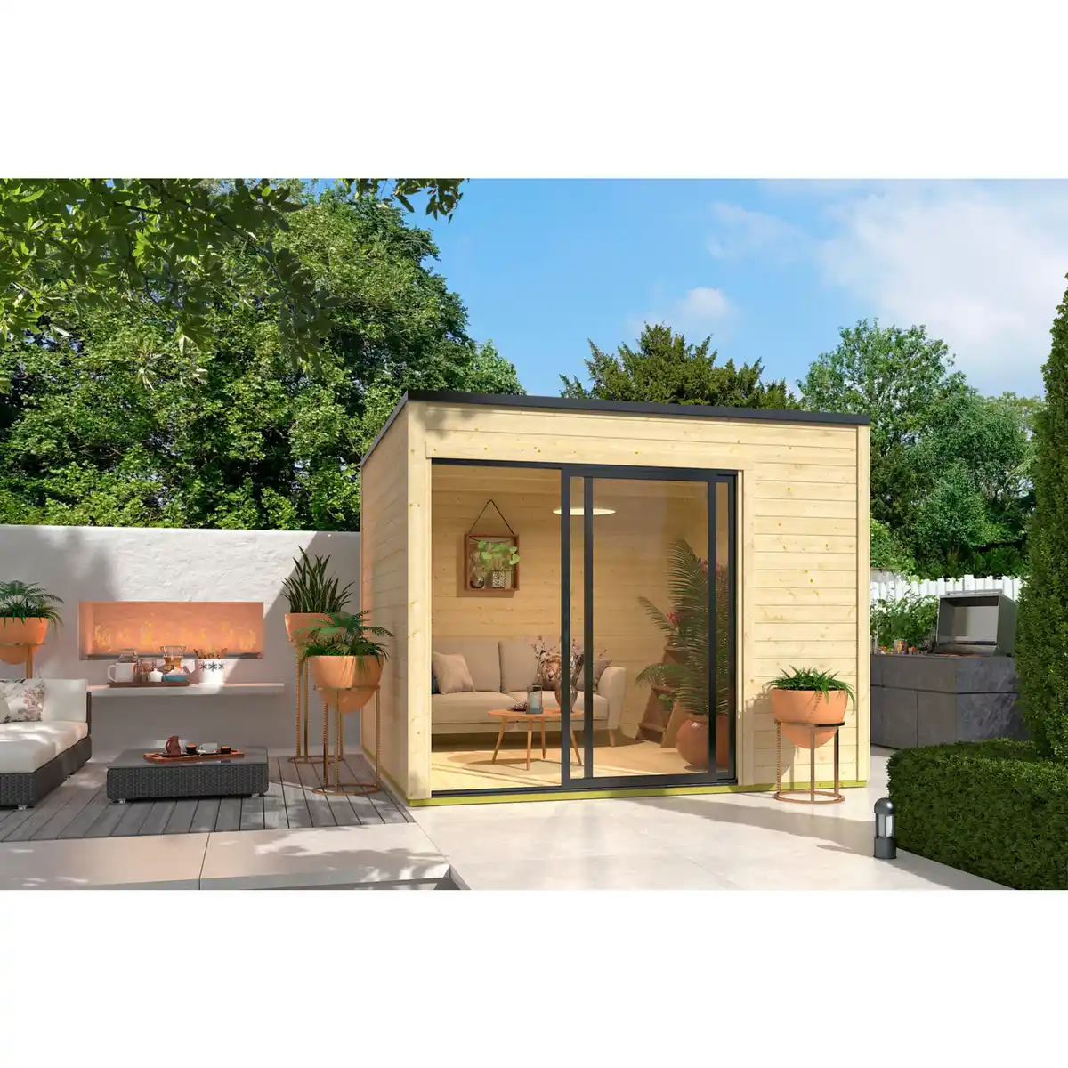 Bild 1 von Gartenhaus »Kubus«, BxHxL: 300 x 239 x 300 cm, naturbelassenes Fichtenholz