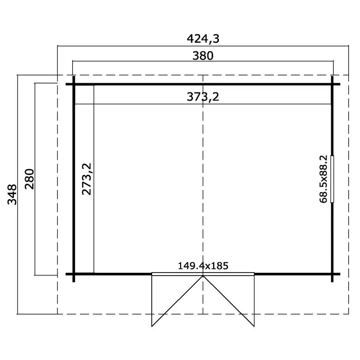 Bild 2 von Gartenhaus »Donau«, BxT: 380 x 280 cm (Aufstellmaße), Satteldach, Wandstärke 34mm
