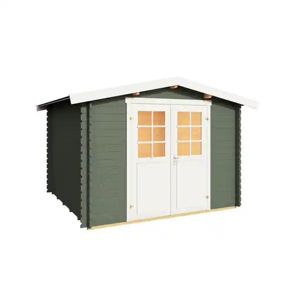 Bild 2 von Gartenhaus »Australien«, (BxT): 280x280 cm (Aufstellmaß), 28 mm Wandstärke, grüngrau/weiss