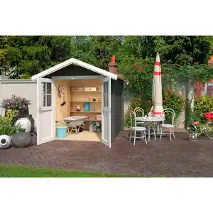 Gartenhaus »Inn«, (BxT): 200 x 200 cm (Aufstellmaß), 28 mm Wandstärke, grüngrau/weiss