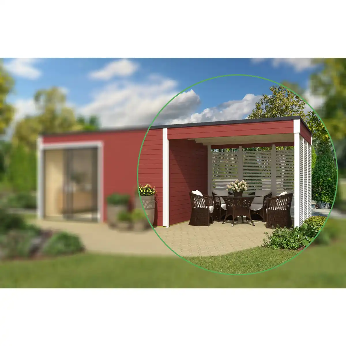 Bild 1 von Anbau »Kubus«, (BxLxH): 300 x 300 x 239 cm, schwarz, rot/weiss