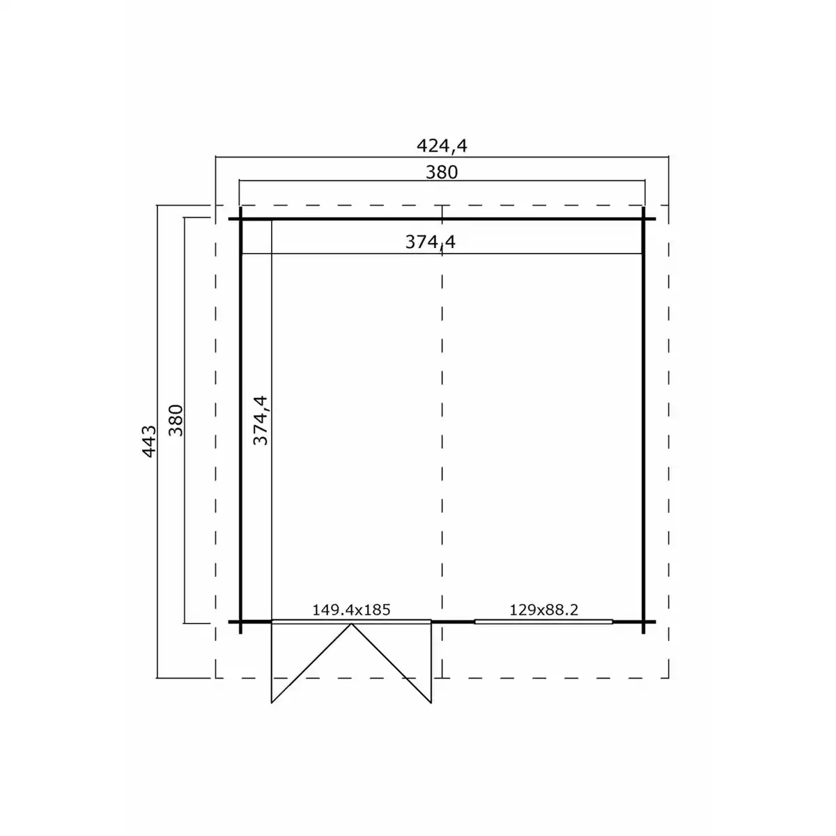 Bild 2 von Gartenhaus »Isar«, Holz, BxHxT: 424,4 x 245 x 443 cm (Außenmaße)