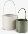 Bild 1 von Pflanzkübel KAIE Ø19/14 beige/olivgrün 2 Stk/Set