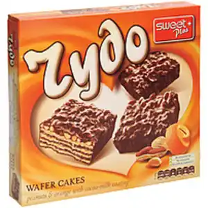 Waffeltörtchen mit 49% erdnusshaltiger Füllung mit Orangenge...