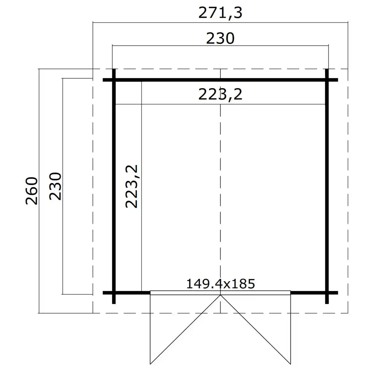 Bild 2 von Gartenhaus »Dänemark«, (BxT): 230x230 cm (Aufstellmaß), 34 mm Wandstärke, grüngrau/weiss