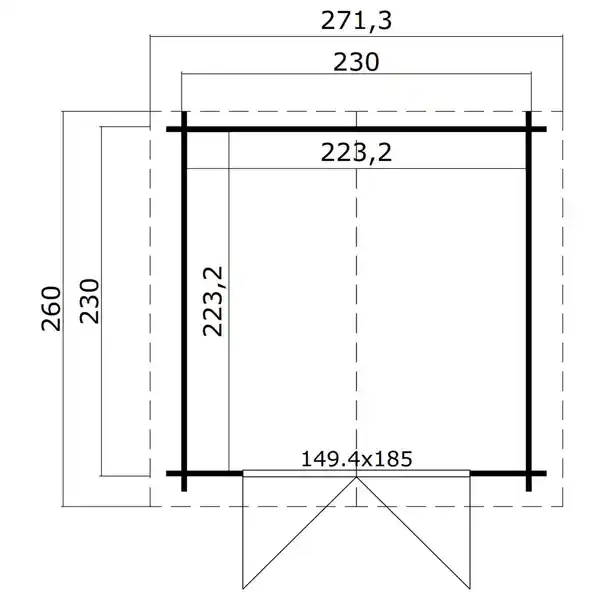 Bild 2 von Gartenhaus »Dänemark«, (BxT): 230x230 cm (Aufstellmaß), 34 mm Wandstärke, grüngrau/weiss