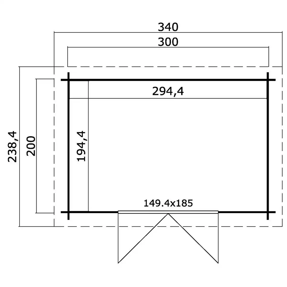 Bild 2 von Blockbohlenhaus »Malta 1«, Holz, BxHxT: 344 x 217 x 200 cm (Außenmaße inkl. Dachüberstand)