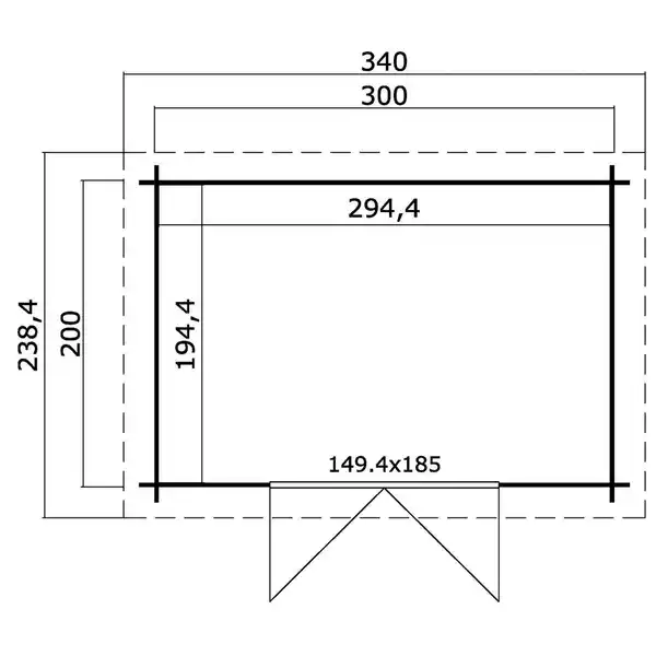 Bild 2 von Blockbohlenhaus »Malta 1«, Holz, BxHxT: 344 x 217 x 200 cm (Außenmaße inkl. Dachüberstand)
