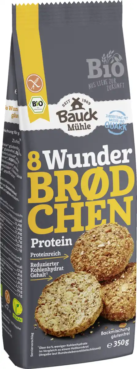 Bild 1 von Bauck Mühle Bio Backmischung Wunderbrödchen Protein, 350 g