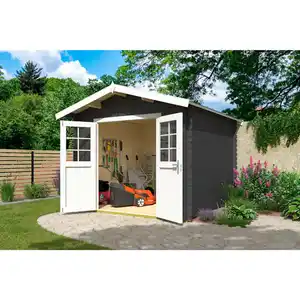 Gartenhaus »Australien Plus«, (BxHxT): 316,8 x 316,8 x 330 cm (Außenmaß), carbongrau/weiss