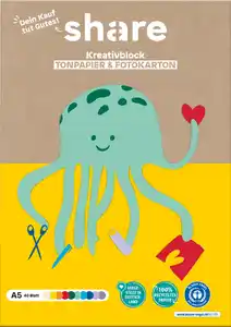 SHARE Kreativblock A5 Tonpapier + Fotokarton, 1 Stk