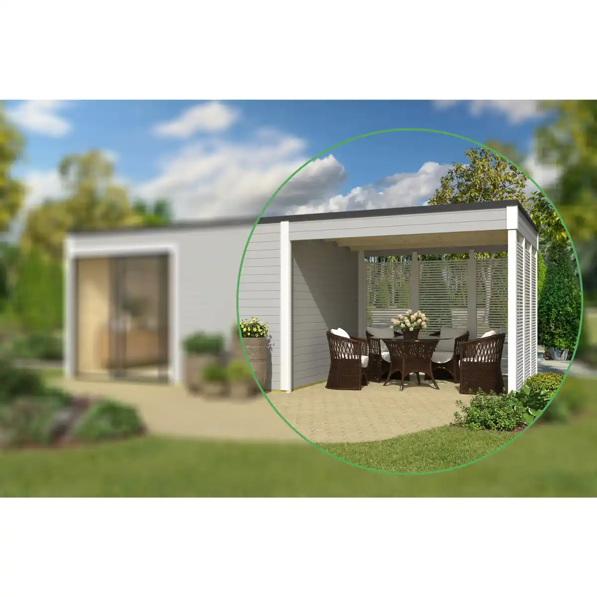 Bild 1 von Anbau »Kubus«, (BxLxH): 300 x 300 x 239 cm, carbongrau/weiss