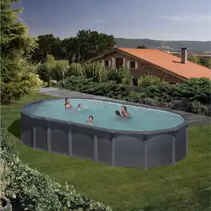 Stahlwand-Pool Poolset , oval, BxLxH: 375 x 730 x 132 cm