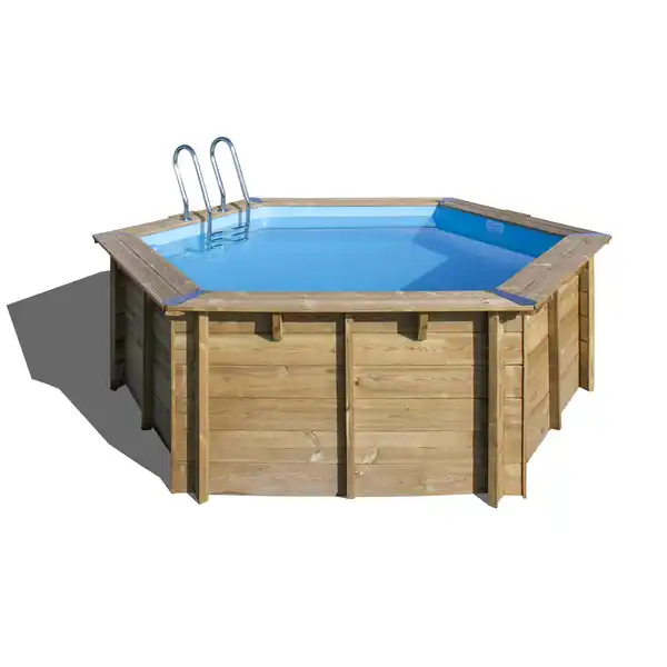 Bild 1 von GRE Massivholzpool-Set 'Vanille 2' Ø 400 x 119 cm mit Trittleiter und Sandfilter