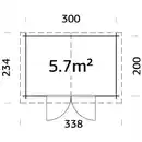 Bild 2 von Blockbohlenhaus »Cromwell«, Holz, BxHxT: 338 x 235 x 200 cm (Außenmaße inkl. Dachüberstand)