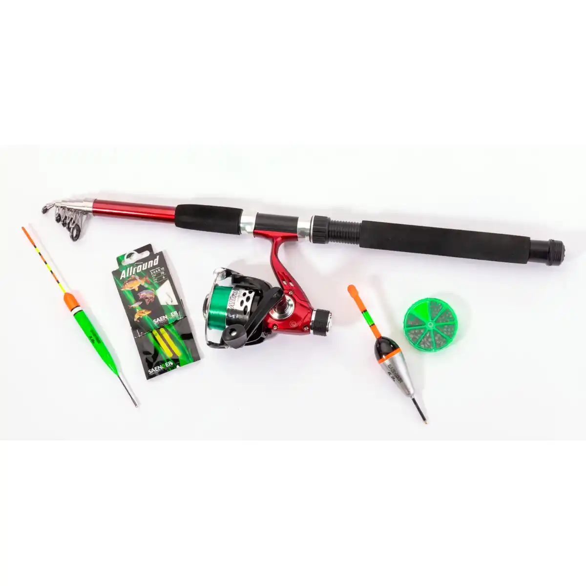 Bild 1 von Angelset »Travel Set Allround«, inkl. Teleskopangelrute 2,40 m und Wurfgewichten, rot