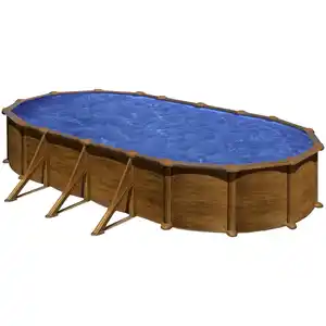 Ovalpool, Holzoptik, BxHxL: 375 x 132 x 730 cm