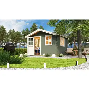 Gartenhaus »Spree«, (BxT): 300x300 cm (Aufstellmaß), 34 mm Wandstärke, grüngrau/weiss