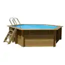 Bild 1 von GRE Massivholzpool-Set 'Vasto' Ø 428 x 136 cm mit Edelstahlleiter, Holzleiter und Sandfilter