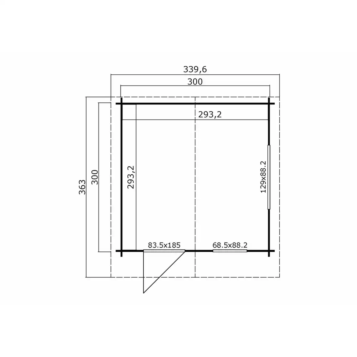Bild 2 von Gartenhaus »Spree«, (BxT): 300x300 cm (Aufstellmaß), 34 mm Wandstärke, grüngrau/weiss