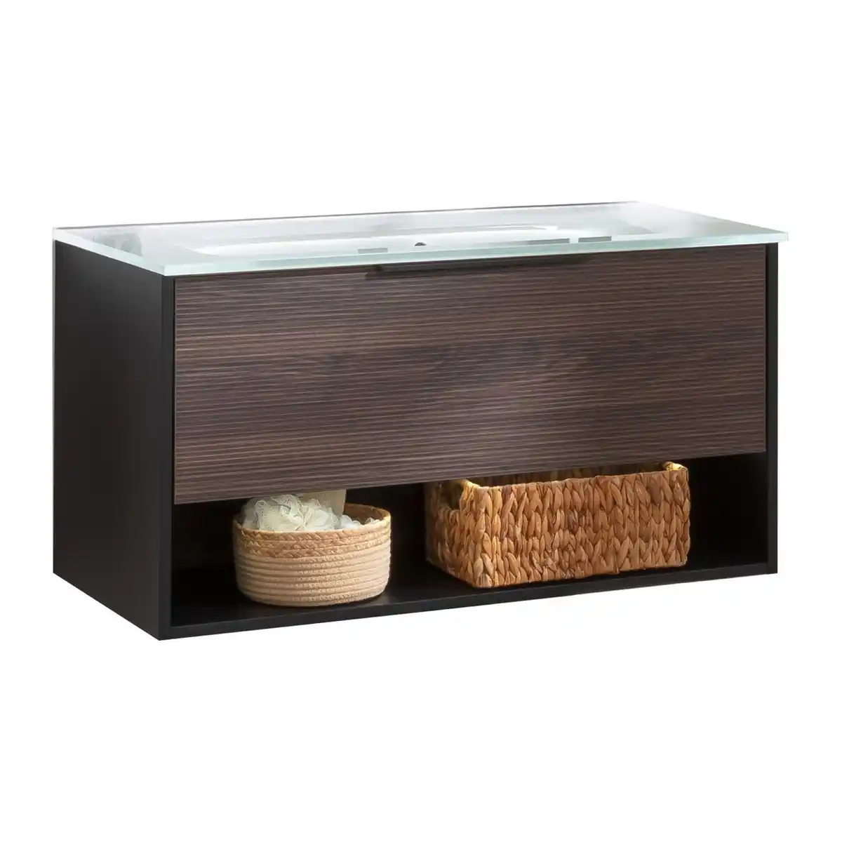 Bild 1 von Fackelmann Waschbecken mit Unterschrank 'B.Paris' schwarz matt 90,5 x 49,8 x 46,5 cm