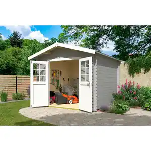 Gartenhaus »Australien Plus«, (BxHxT): 316,8 x 316,8 x 330 cm (Außenmaß), lichtgrau/weiß