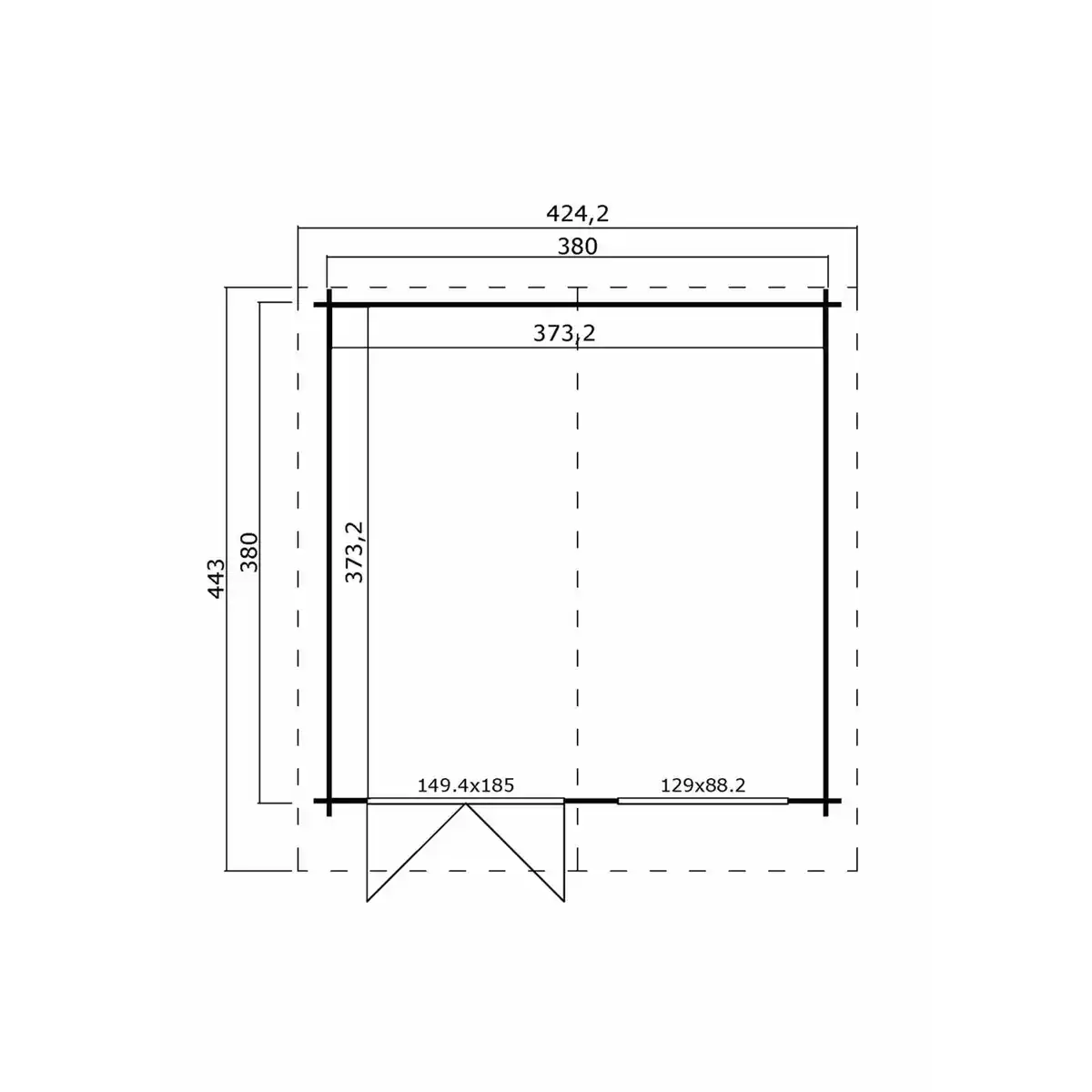 Bild 2 von Gartenhaus »Isar«, (BxT): 380x380 cm (Aufstellmaß), 34 mm Wandstärke, grüngrau/weiss