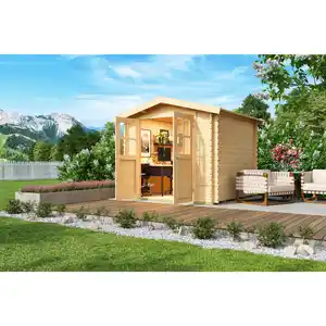 Gartenhaus »Dänemark«, Holz, BxHxT: 271 x 222 x 260 cm (Außenmaße inkl. Dachüberstand), Wandstärke 34mm