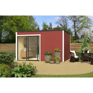Gartenhaus »Kubus ALU 2«, (BxHxT): 400 x 239 x 302 cm (Außenmaß) schwedenrot/weiß