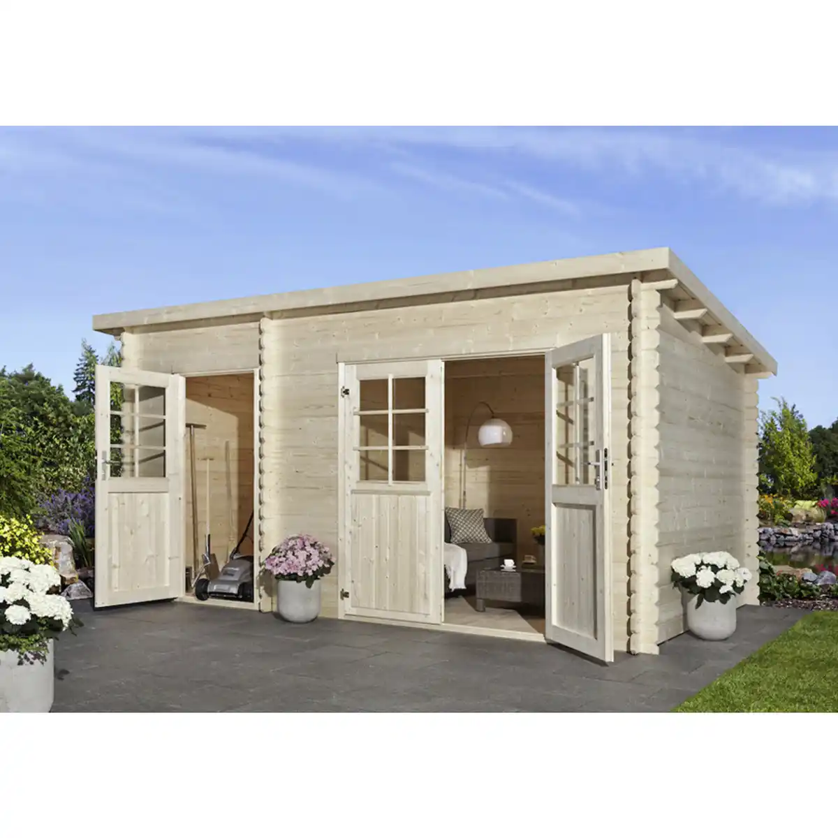 Bild 1 von Blockbohlenhaus »Belfi«, Holz, BxHxT: 471 x 235 x 280 cm (Außenmaße inkl. Dachüberstand)