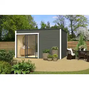 Gartenhaus »Kubus ALU 2«, (BxHxT): 400 x 239 x 302 cm (Außenmaß), grüngrau/weiss