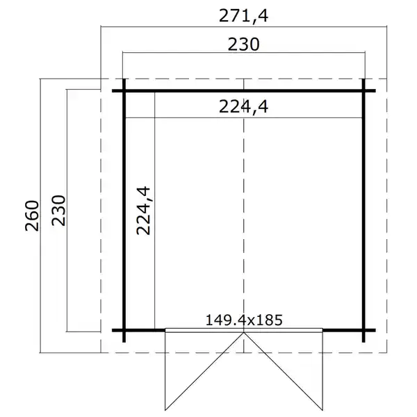 Bild 2 von Gartenhaus »Dänemark«, (BxT): 230x230 cm (Aufstellmaß), 28 mm Wandstärke, grüngrau