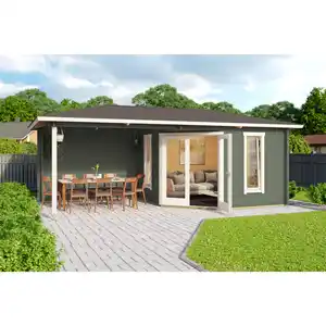 Gartenhaus »Karlskrona«, (BxT): 575x300 cm (Aufstellmaß), 40 mm Wandstärke, grüngrau/weiss