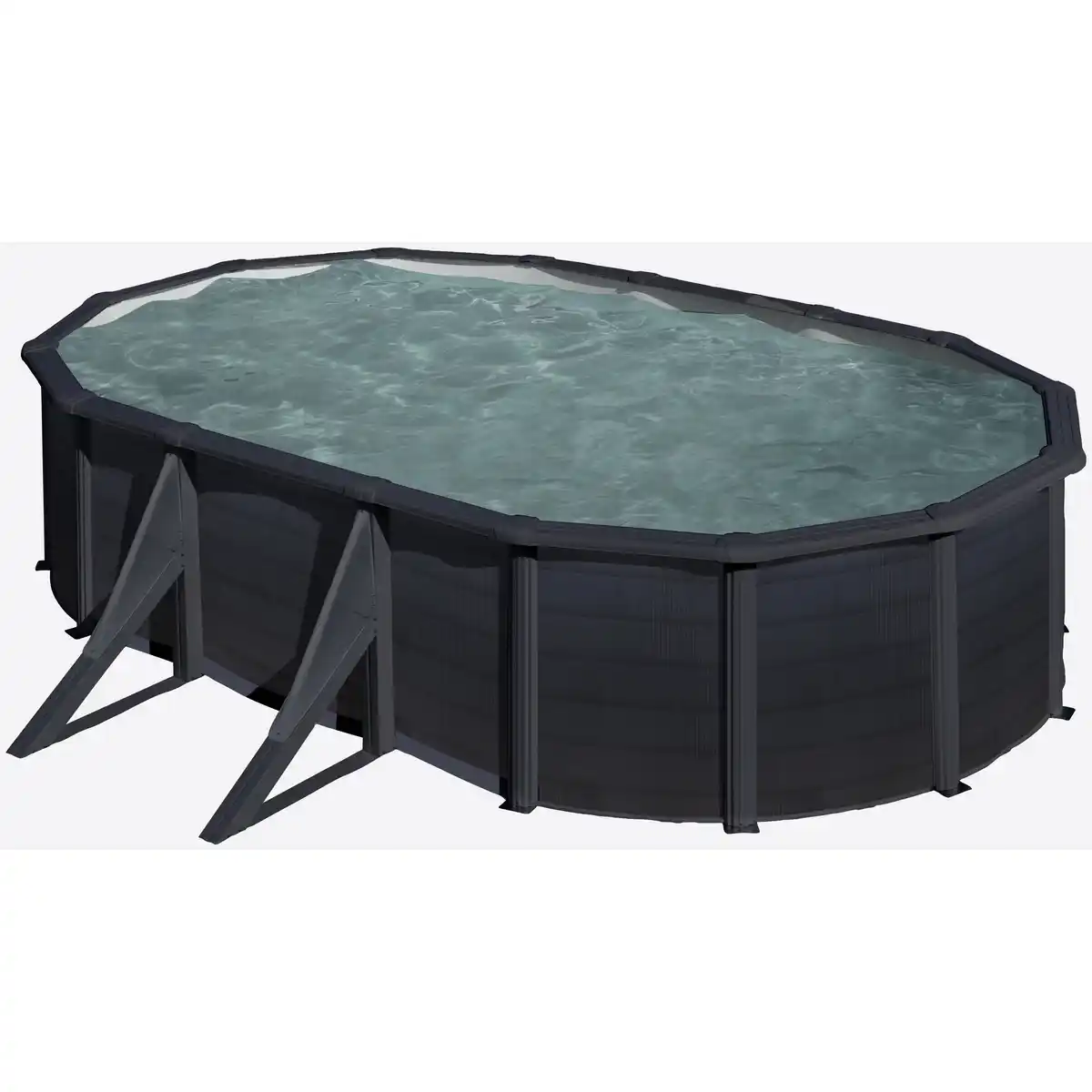 Bild 1 von Ovalpool, grau, BxHxL: 300 x 132 x 500 cm