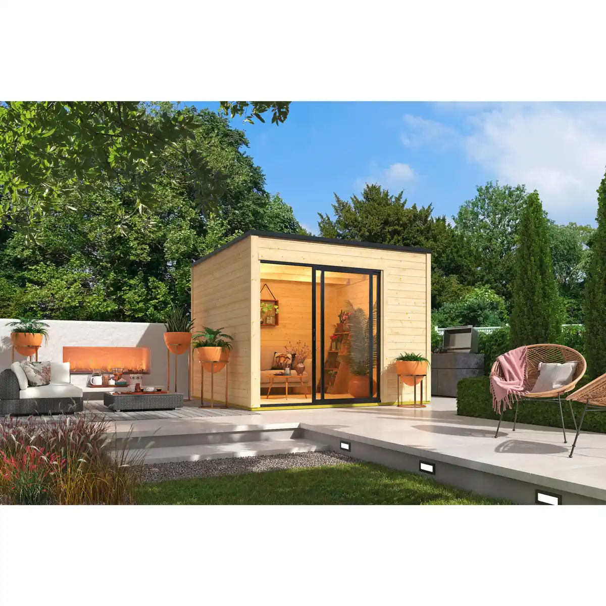 Bild 2 von Gartenhaus »Kubus«, BxHxL: 300 x 239 x 300 cm, naturbelassenes Fichtenholz